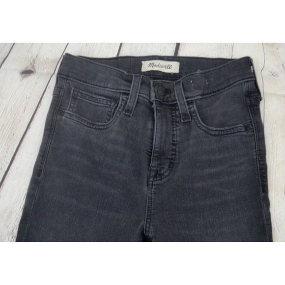 MADEWELL Women's 9" Mid Rise Skinny Jeans SIZE 24 Black Wash Raw Hem - Picture 5 of 9